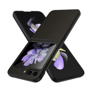 Olixar Black Leather-based-Look Case for Samsung Galaxy Z Flip5