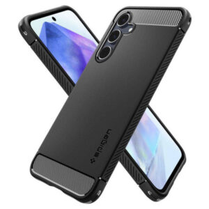 Spigen Rugged Armor Case in Matte Black – Suitable with Samsung Galaxy A55 5G